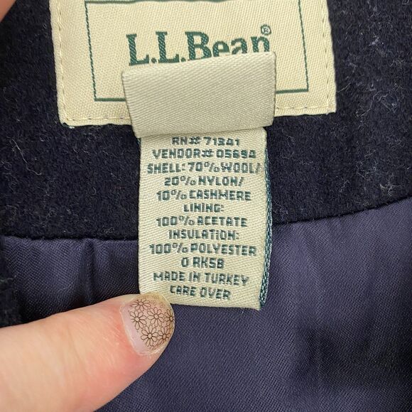 VTG LL Bean Peacoat Navy Blue Wool Cashmere Blend Nautical Preppy Womens 14 - Picture 7 of 15